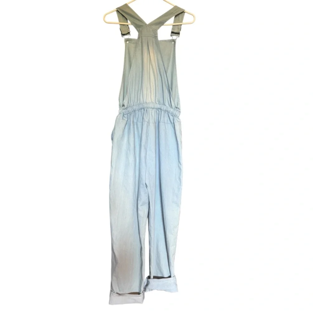 Vintage Inspired Painters Jumpsuit Light Blue Denim W Tie Waist Overalls Trend